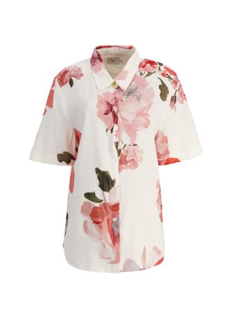 Vacation floral-print linen-blend shirt