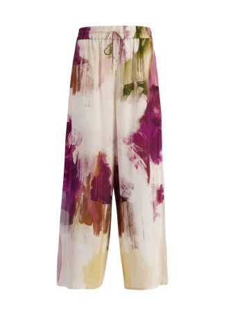 Atomic printed silk trousers