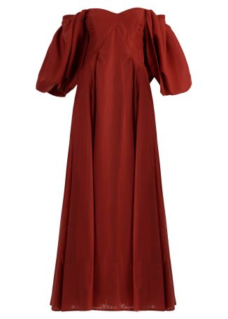 Jardin red gathered maxi dress