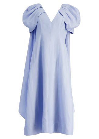 Bisou blue linen-blend midi dress