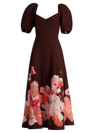 Magnolia floral-print linen-blend midi dress