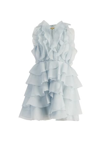 Cleo blue ruffled organza mini dress