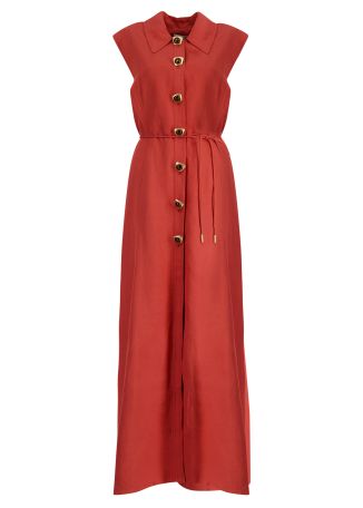 Sacha belted linen-blend maxi dress