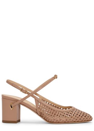 Mattia 65 beige woven leather slingback sandals
