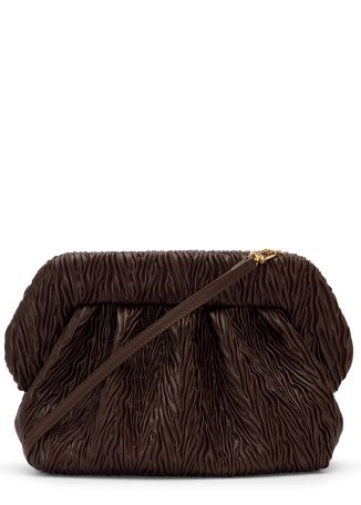 Bios brown textured clutch