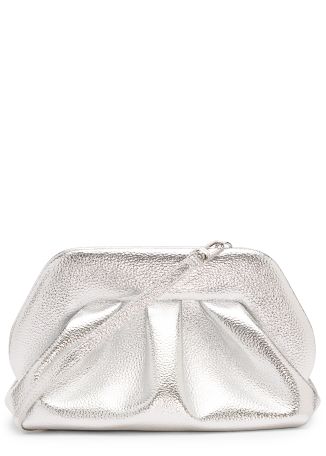 Bios silver metallic faux leather clutch