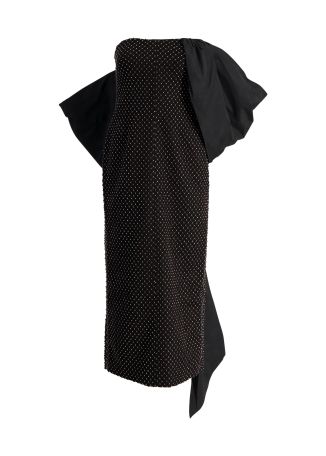 Black crystal-embellished midi dress