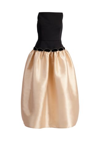 Square Bell two-tone taffeta midi dress