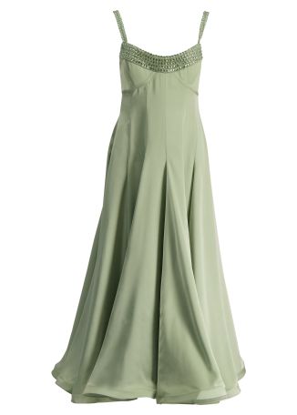 The Lox green panelled satin midi dress
