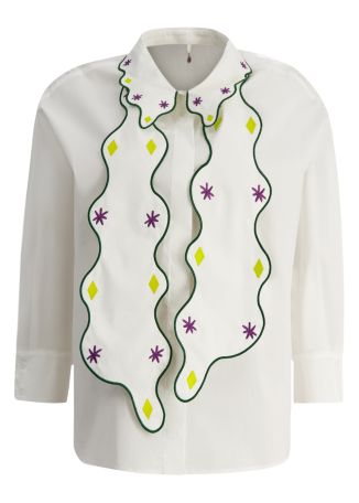 Affection white panelled cotton-blend shirt