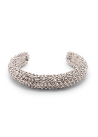 Royal silver textured cuff bracelet