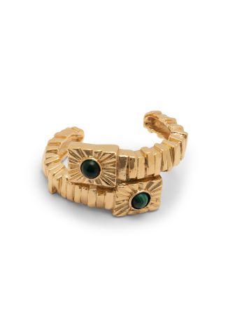 Kabala gemstone-embellished 18kt gold-plated cuff bracelet