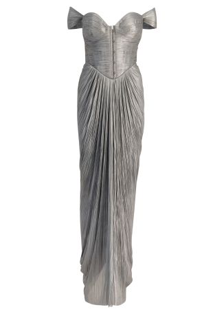 Susie blue off-the-shoulder silk gown