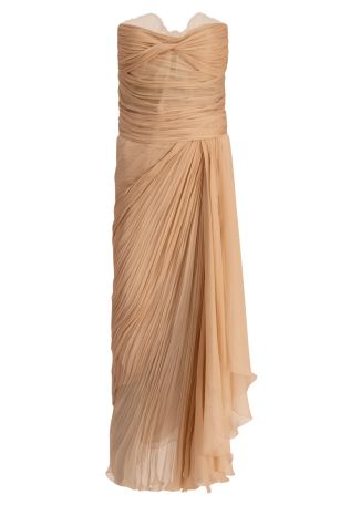 Jolie pink pleated silk gown