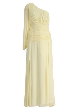 Romy yellow one-shoulder georgette maxi dress