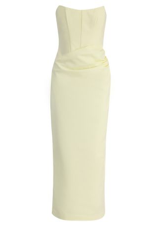 Lani yellow strapless cotton-blend maxi dress