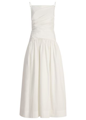 Campbell ivory gathered cotton-blend maxi dress