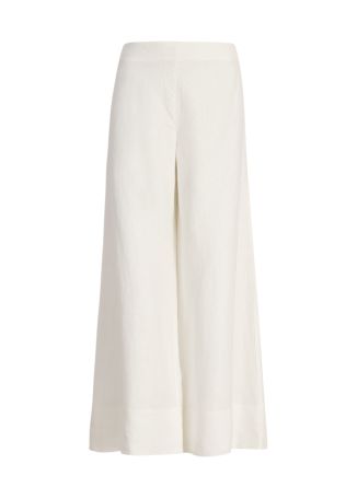 Wellington ivory wide-leg linen trousers
