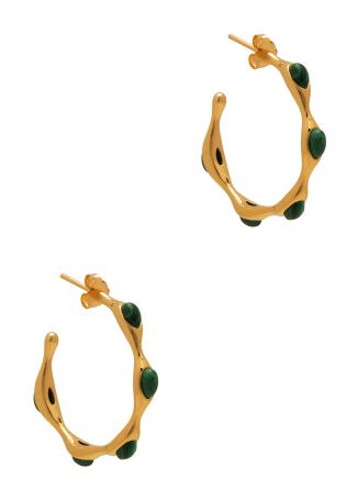 Gemstone-embellished 18kt gold-plated hoop earrings