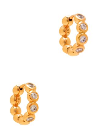 Crystal-embellished 18kt gold-plated hoop earrings