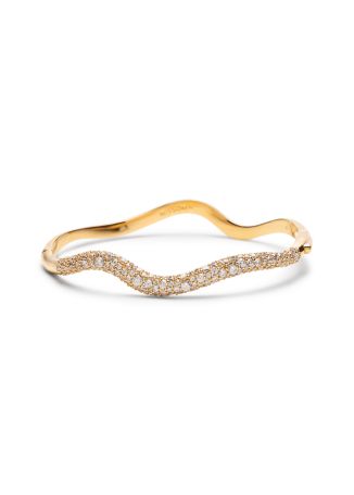 Molten snow ripple crystal-embellished 18kt gold-plated hinged bangle