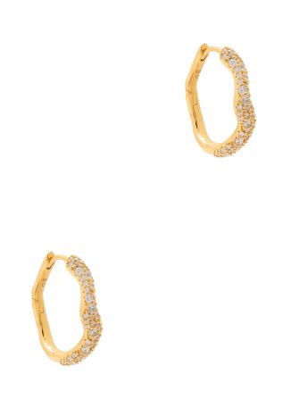 Molten snow crystal-embellished 18kt gold-plated hoop earrings