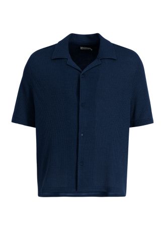 Troy blue waffle-knit shirt
