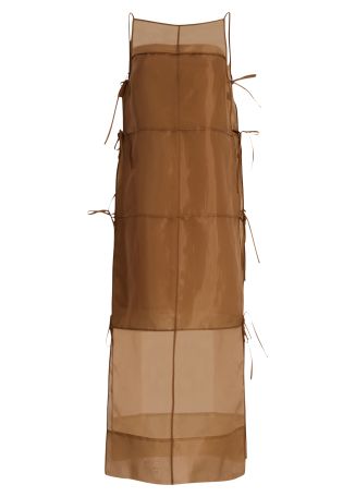 Chandler nude panelled organza maxi dress