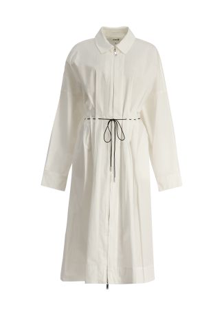 Chi white pleated stretch-cotton midi dress