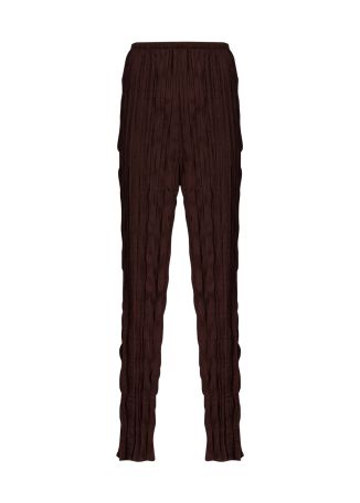 Nami brown straight-leg plissé trousers