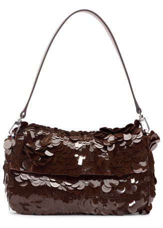 Timmy brown sequin-embellished shoulder bag