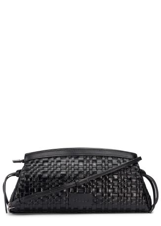 Maude black woven leather clutch