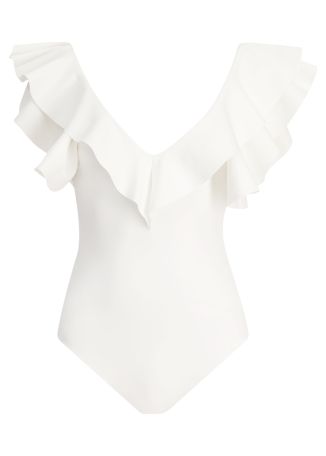 Santa white ruffled swimsuit