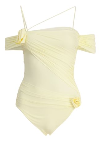 Fiorella off-white ruched swimsuit