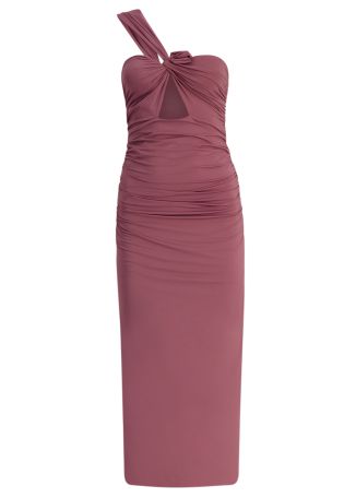Arcano purple one-shoulder stretch-jersey midi dress