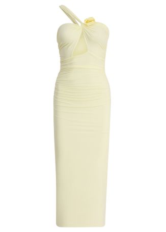 Arcano off-white one-shoulder stretch-jersey midi dress
