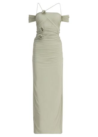Abisso green ruched stretch-jersey maxi dress