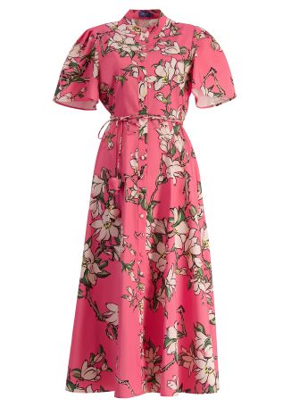 Bianca floral-print cotton midi dress
