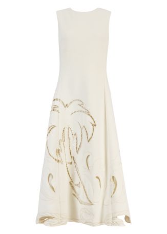 Cleo white cutwork-embroidered midi dress