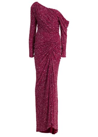 Zeina red bead-embellished gown