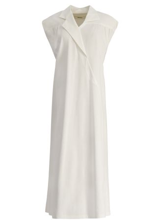 Silva white belted cotton midi dress
