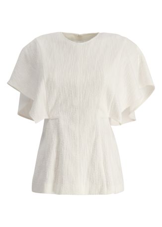 Katja white textured cotton-blend top