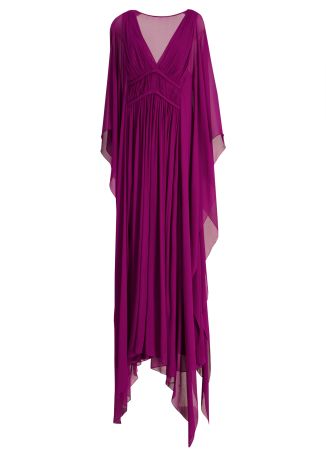 Purple cape-effect silk-blend maxi dress