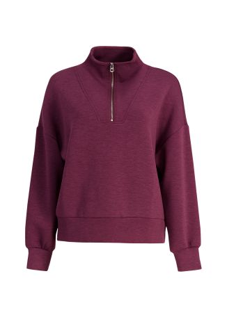 Hawley burgundy zip-detail stretch-jersey sweatshirt