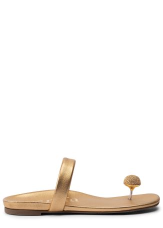 Bria gold crystal-embellished leather sandals