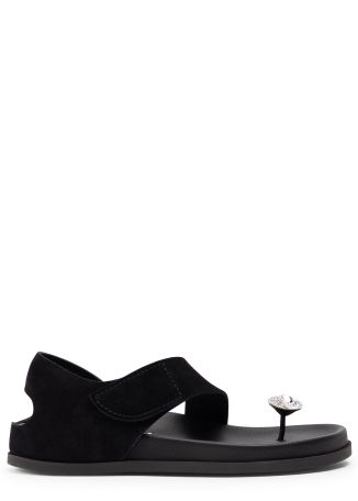 Dorleta black crystal-embellished suede sandals