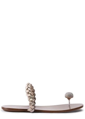 Pipa silver crystal-embellished satin sandals