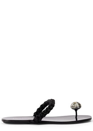 Pipa black pearl-embellished satin sandals