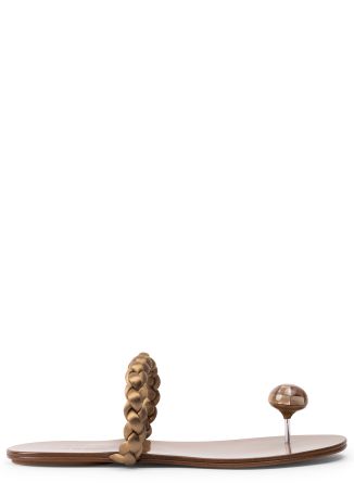 Pipa brown pearl-embellished satin sandals