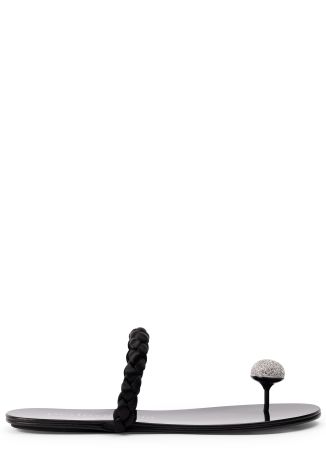 Pipa black crystal-embellished satin sandals